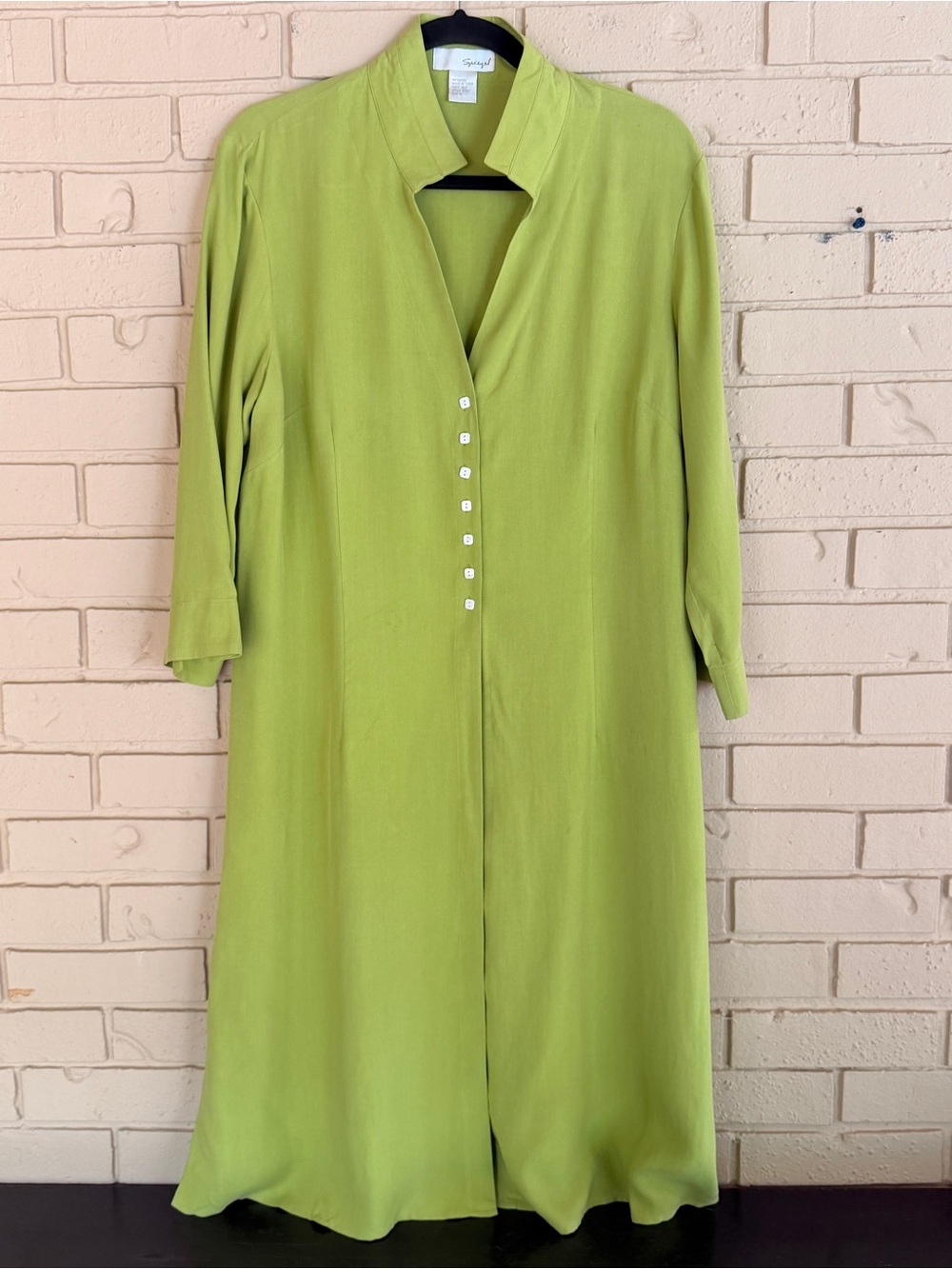 Spiegel 100% Silk Pearl Button Down Long Shirt Tunic Top Lagenlook Career Sz 16